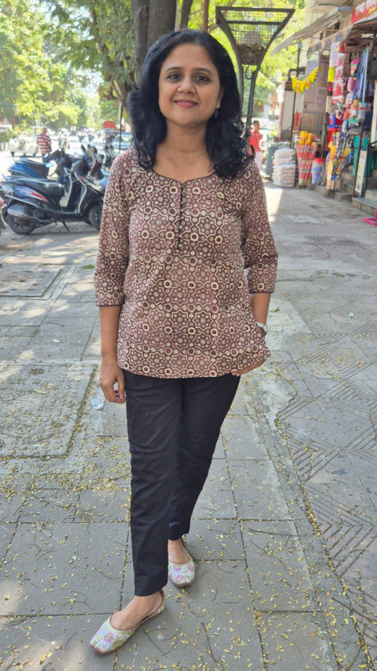 Wine Cotton Short Top