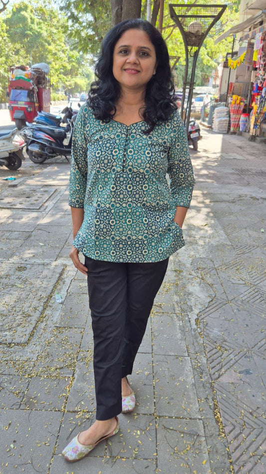 Green Cotton Short Top