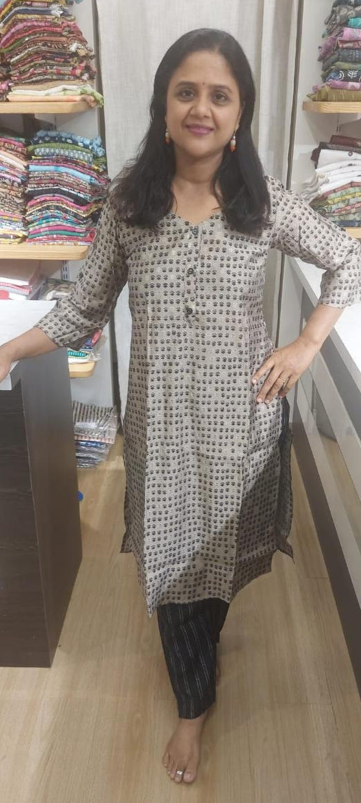 Clay Muslin Foil Full suit (Kurta with Pant)