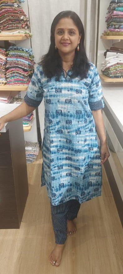 Indigo Pure Cotton Kurta with Pant