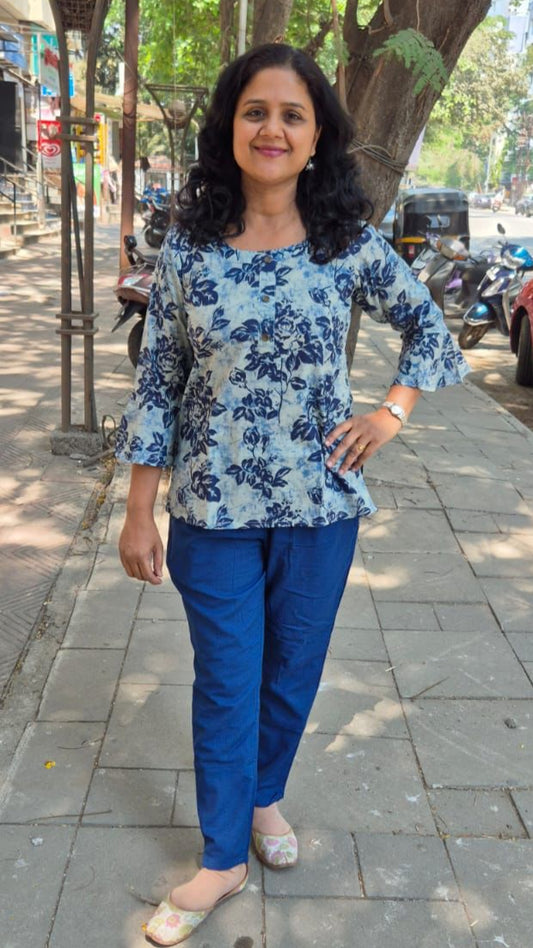Nevy Blue Cotton Short Top