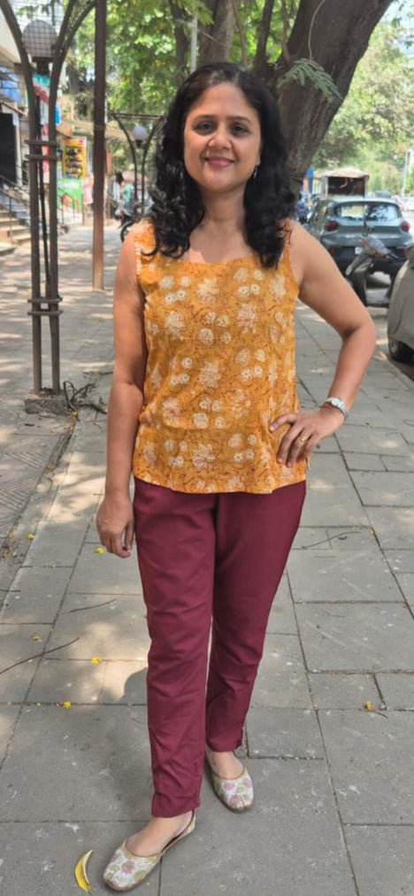 Mustard Yellow Mul Cotton Short Top