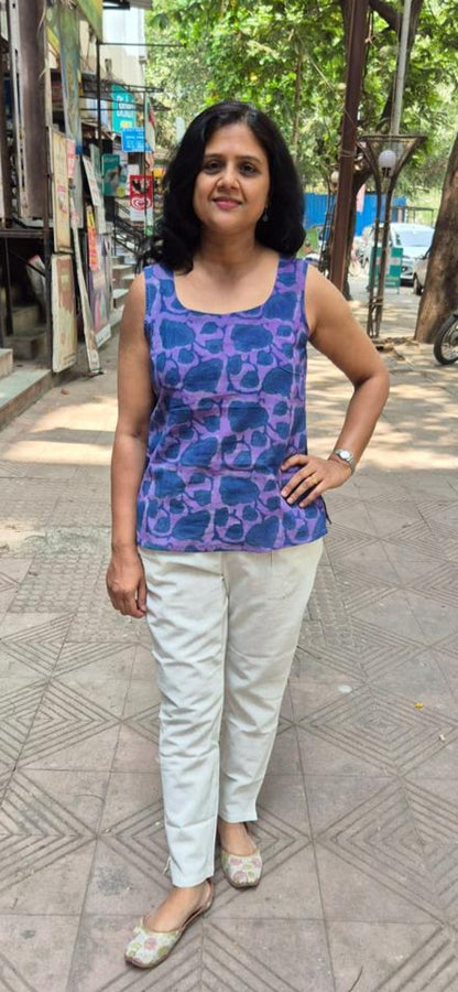 Blue  Mul Cotton Short Top