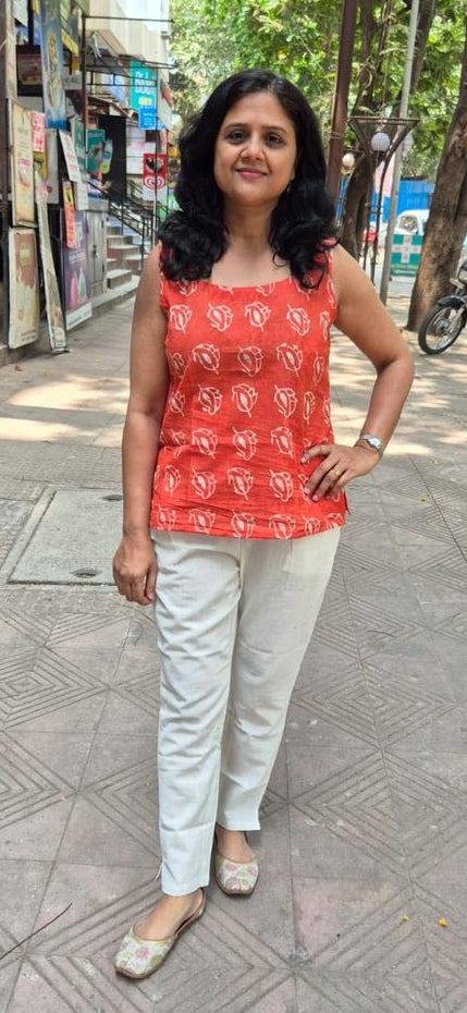 Orange  Mul Cotton Short Top