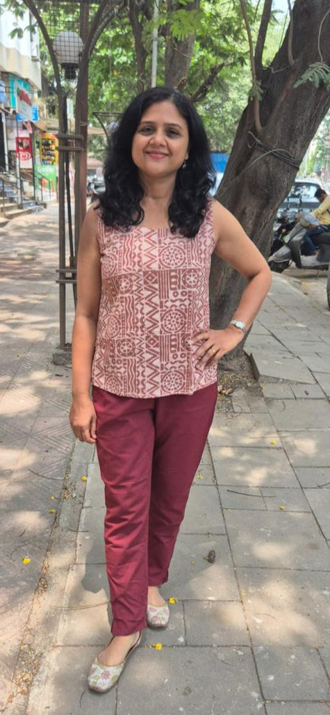 Cocoa Dabu Hand Block Printed short top