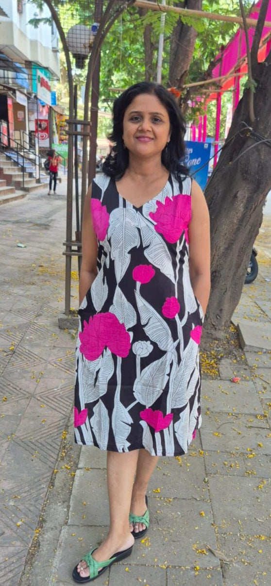 Pink Pure Cotton Sleeveless One Piece