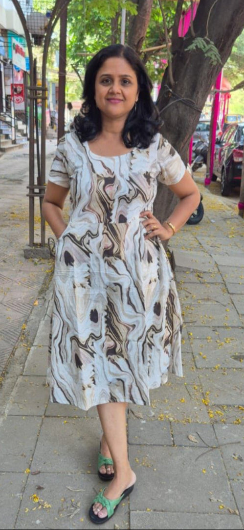 Off White Knee Length One Piece