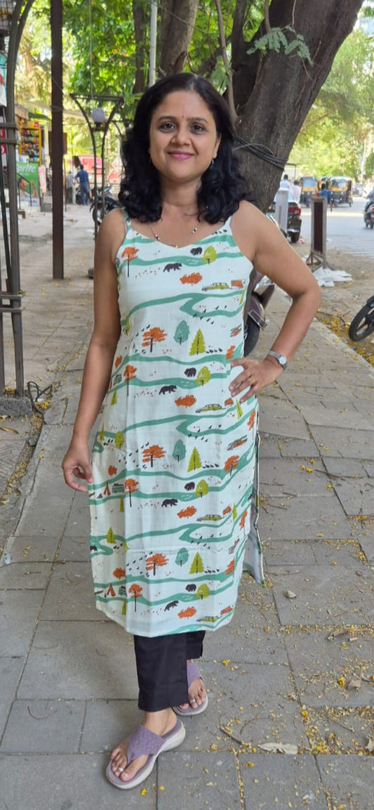 Off White Bamboo Spaghetti Kurta