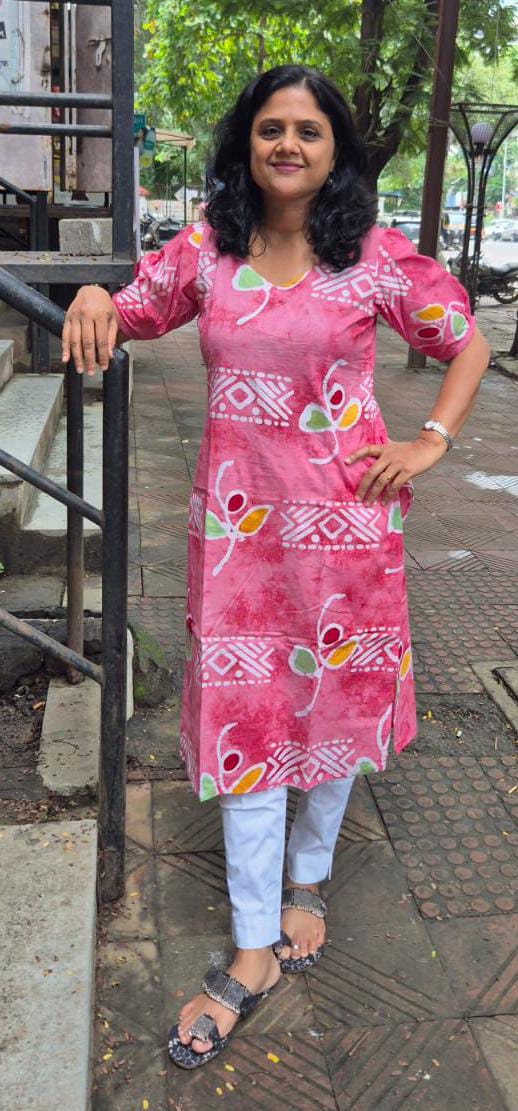 Pink Cotton Batik Kurta