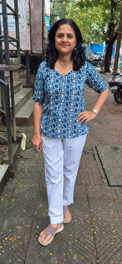 Indigo Cotton Short Top