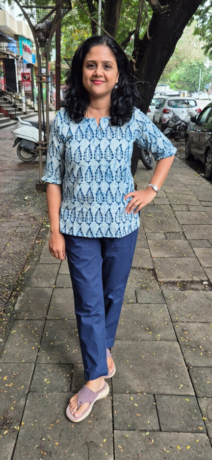 Indigo Cotton Short Top