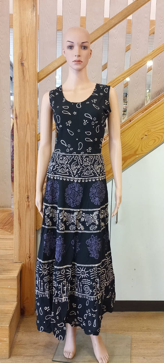 Black Rayon Long One piece