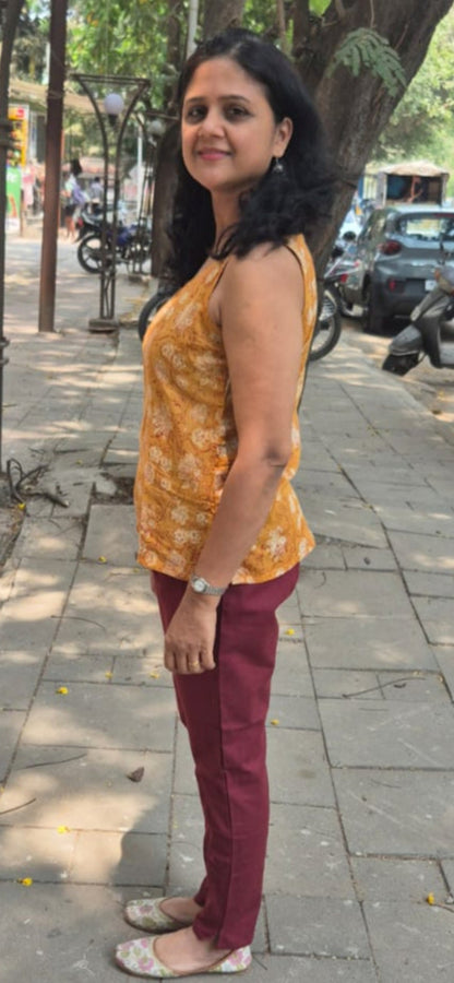 Mustard Yellow Mul Cotton Short Top