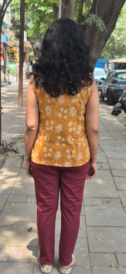 Mustard Yellow Mul Cotton Short Top