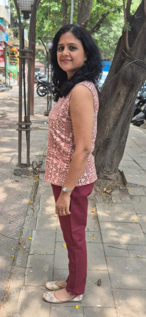 Cocoa Dabu Hand Block Printed short top
