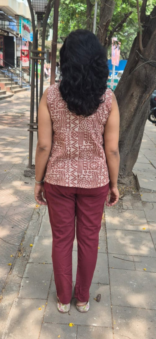 Cocoa Dabu Hand Block Printed short top
