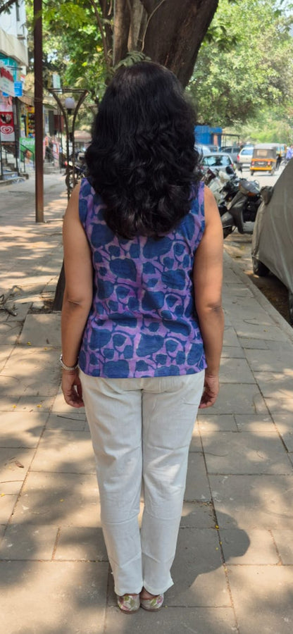 Blue  Mul Cotton Short Top