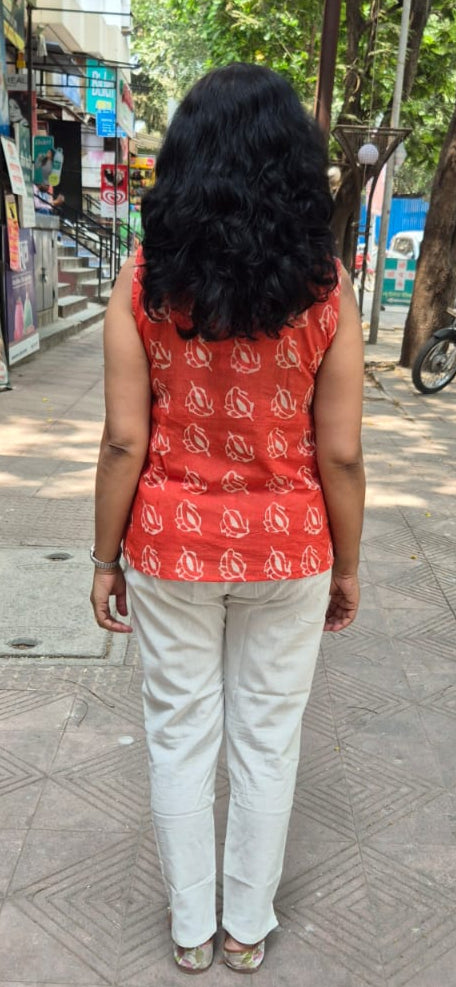 Orange  Mul Cotton Short Top
