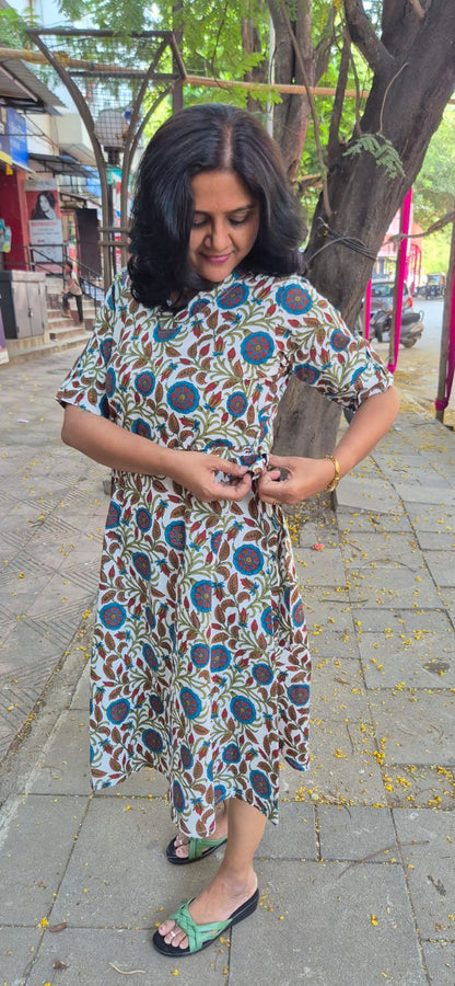 White Pure Cotton Knee Length One Piece