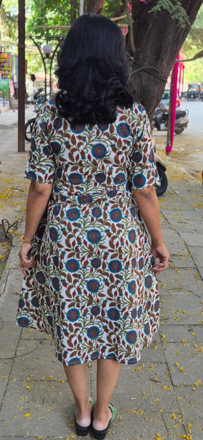 White Pure Cotton Knee Length One Piece