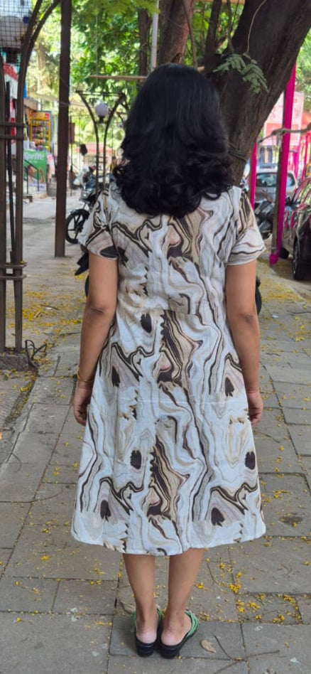 Off White Knee Length One Piece