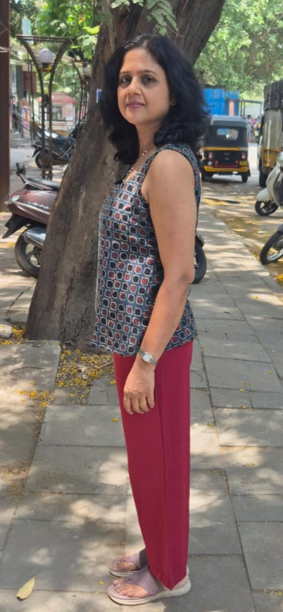 Blue Hand block Kantha Cotton Short Top