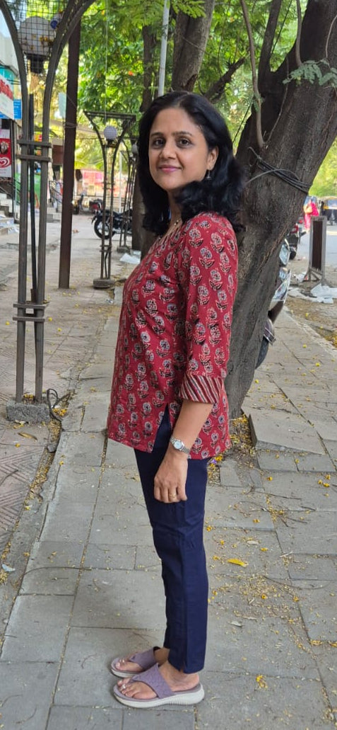 Maroon Ajrakh Cotton Short Top