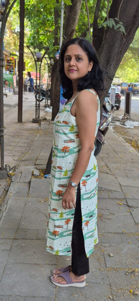 Off White Bamboo Spaghetti Kurta