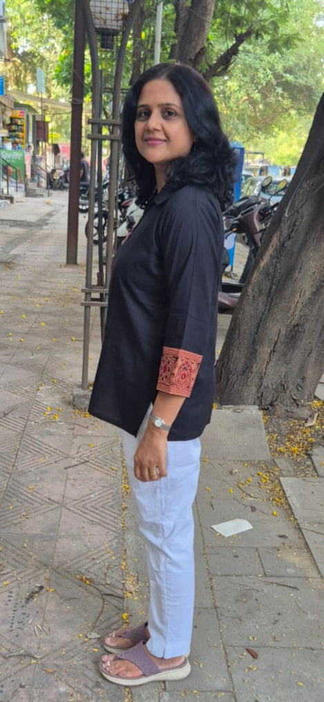 Black Pure Cotton Ajrakh Short Top