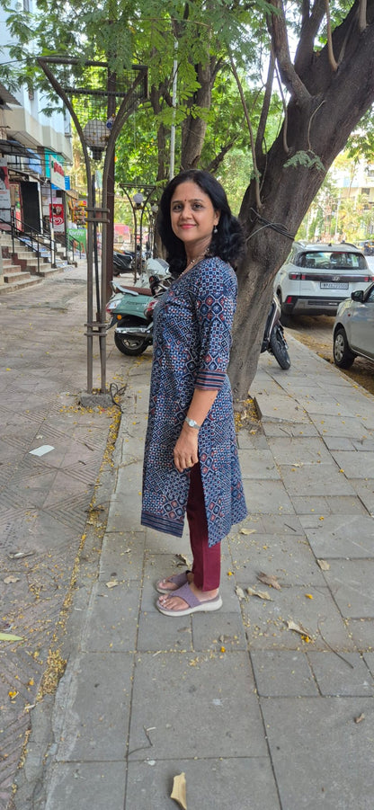 Blue Ajrakh Cotton Kurta