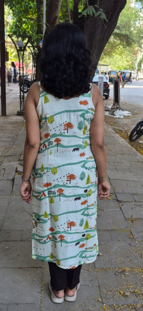 Off White Bamboo Spaghetti Kurta