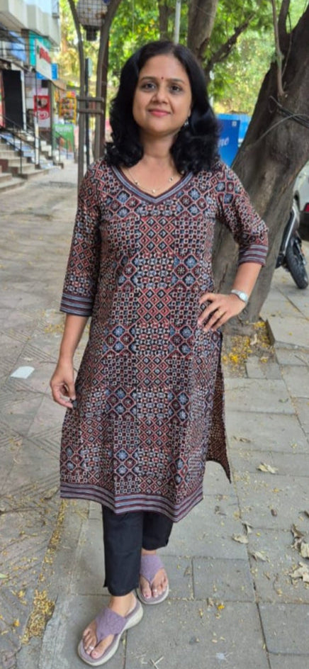 Black Ajrakh Cotton Kurta
