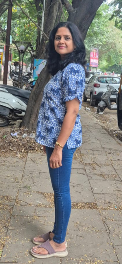Blue  Pure Cotton Short Top