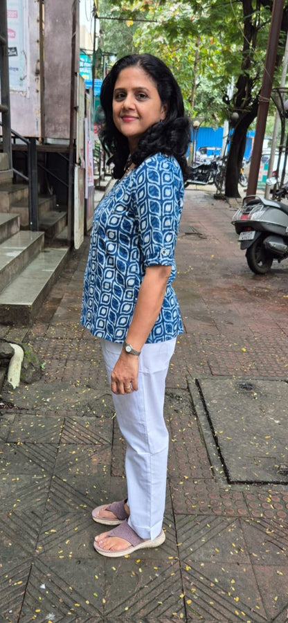 Indigo Cotton Short Top