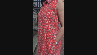 Rust Orange Premium Slub Cotton Knee Length One Piece