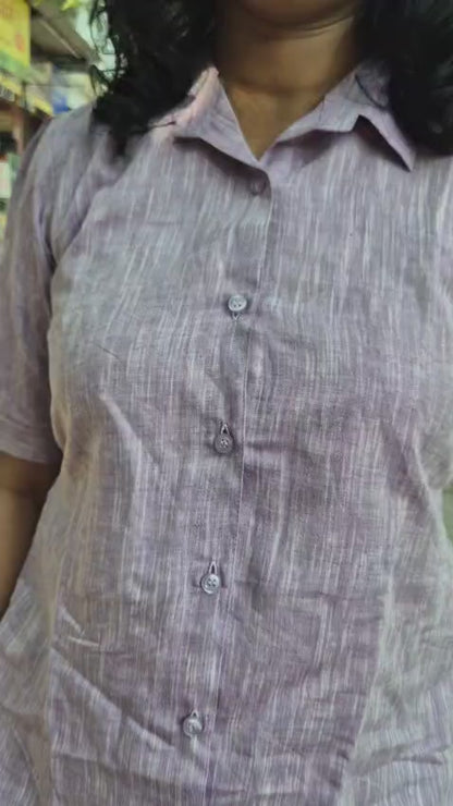 Purple Linen Cotton Sleeveless Shirt
