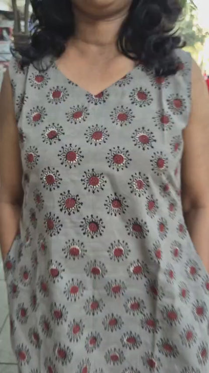 Kashish Hand block Dabu Sleeveless One Piece