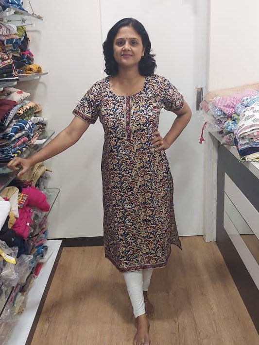 Mustard Yellow Pure Cotton Printed Kurta