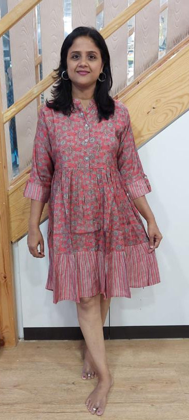 Onion Pink Knee Length One Piece