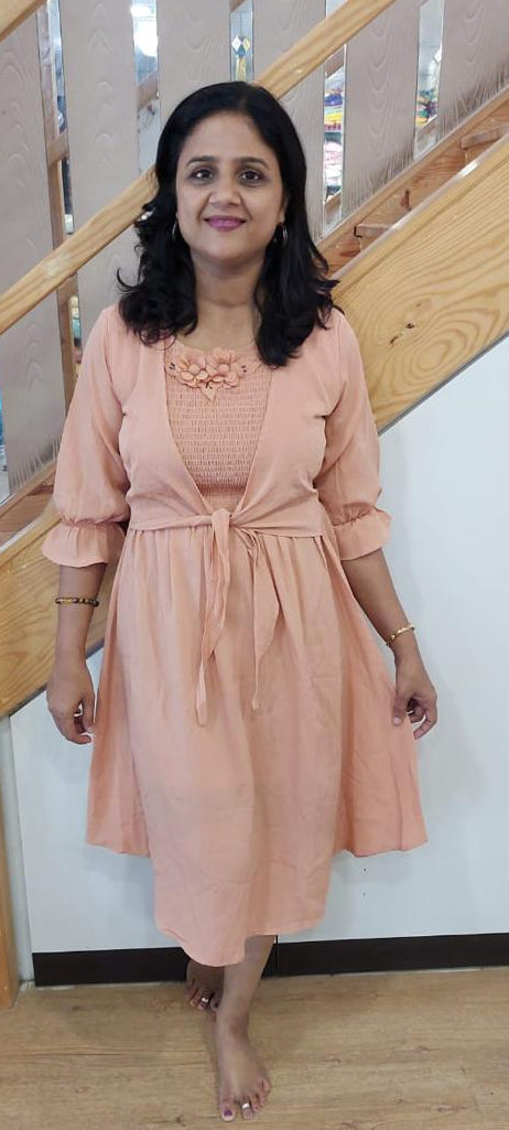 Peach Knee Length One Piece