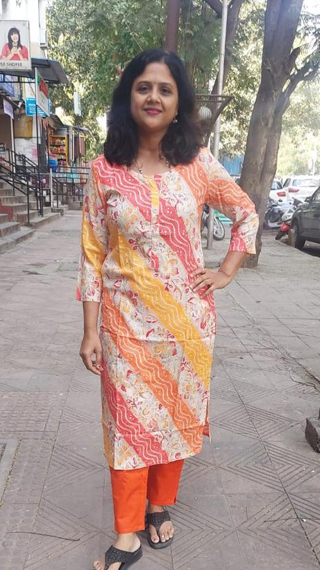 Orange Rayon Kurta