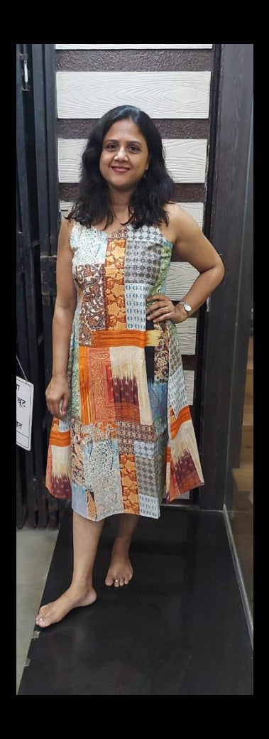 Orange Cotton Lurex Spaghetti One Piece