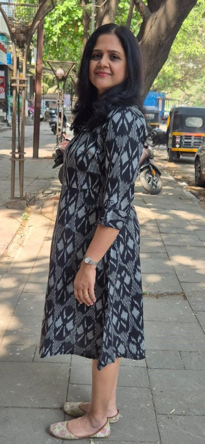 Black Handloom Ikkat One Piece
