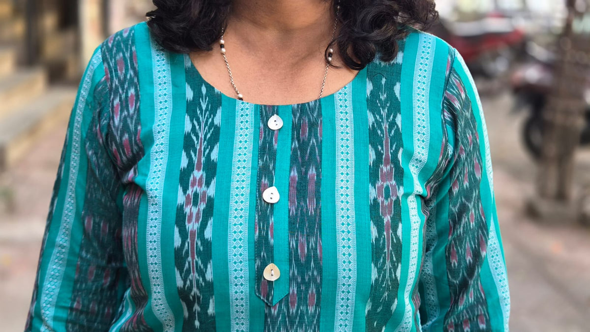 Rama Green Sambalpuri Short Top