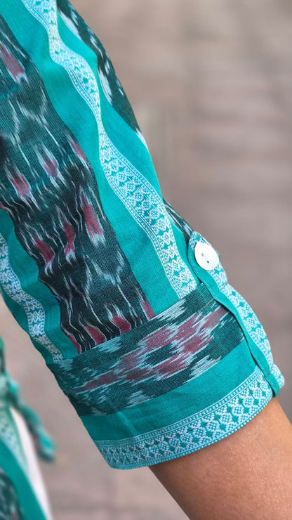 Rama Green Sambalpuri Short Top