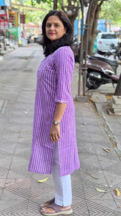 Purple Dabu Block Printed Kurta