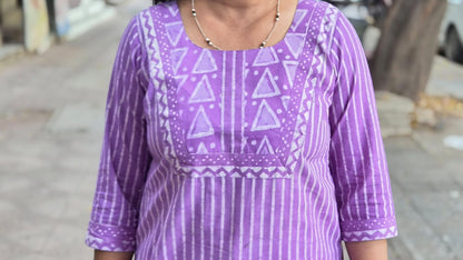 Purple Dabu Block Printed Kurta